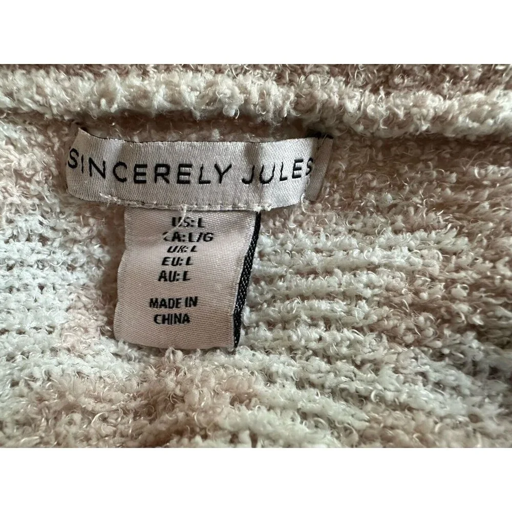 Sincerely Jules‎ Open Front Cardigan Sweater Women's Sz L Hounds Tooth Pockets